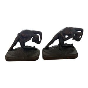 Vintage French Art Deco Nude Lady Metal Bronze Bookends Pair
